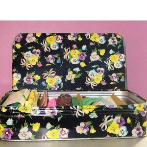 Vintage Decorative Tin With Sewing Accessories Crafts Decor Grandma Core